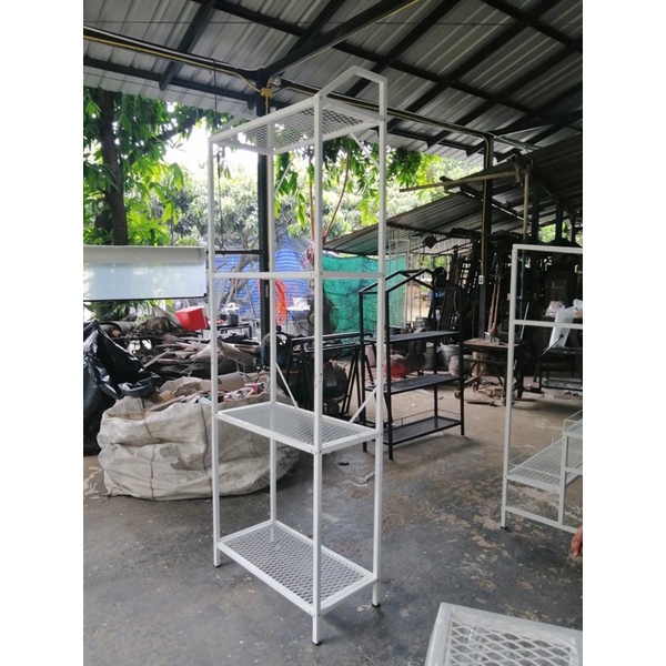 (T0042)☘️☘️โรงเรือนสำเร็จรูปชั้นวางตะแกรงเหล็กฉีก(รับทำตามแบบ)ขนาด36x75x200ซม.สีขาว🌵🌵