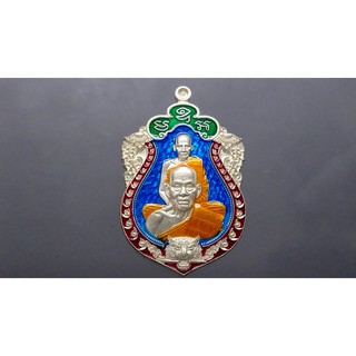 เสือคาบดาบ รุ่น 3 เนื้อเงิน หลวงพ่อพัฒน์ ลงยาราชาวดี พื้นฟ้า ขอบแดง ซุ้มเขียว โคท 127 รับประกันแท้ออกวัด*