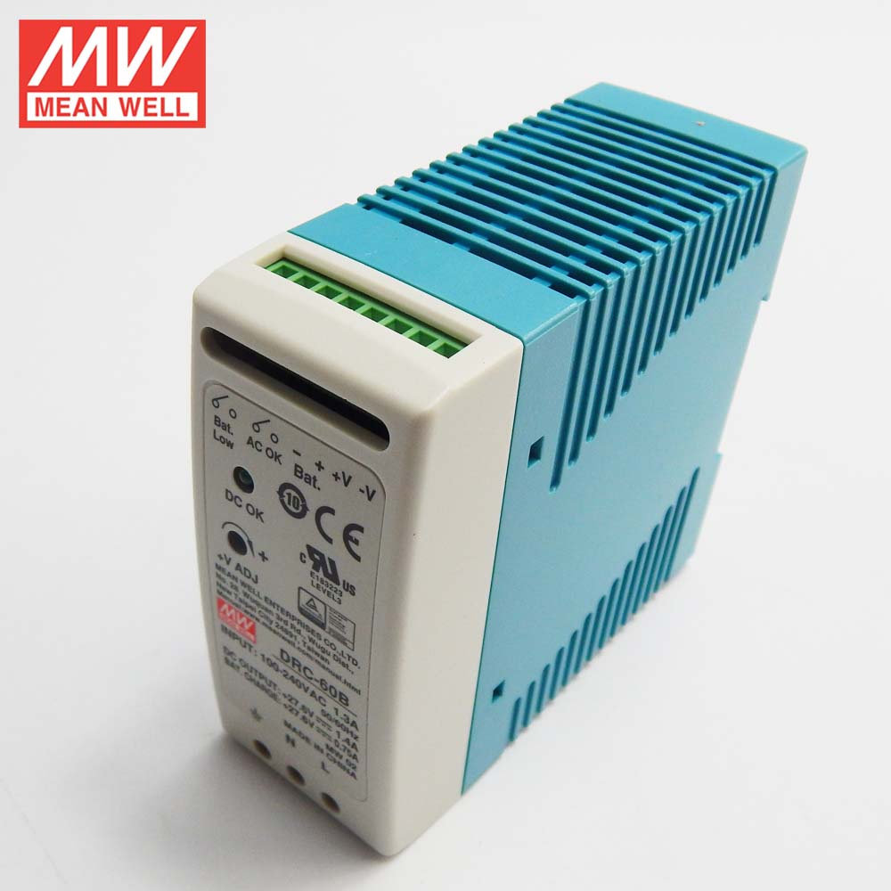 MEAN WELL DRC-60B Switching Power Supply 60W 24~30V 110V220V AC 27.6V DC 1.4A 0.75A DIN Rail แบตเตอร
