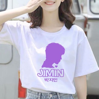 เสื้อยืดครอป เสื้อยืดแขนสั้น พิมพ์ลาย Bts Jimin Silhouette Jumbo ขนาดใหญ่ สําหรับผู้หญิงฤดูร้อนหลวม