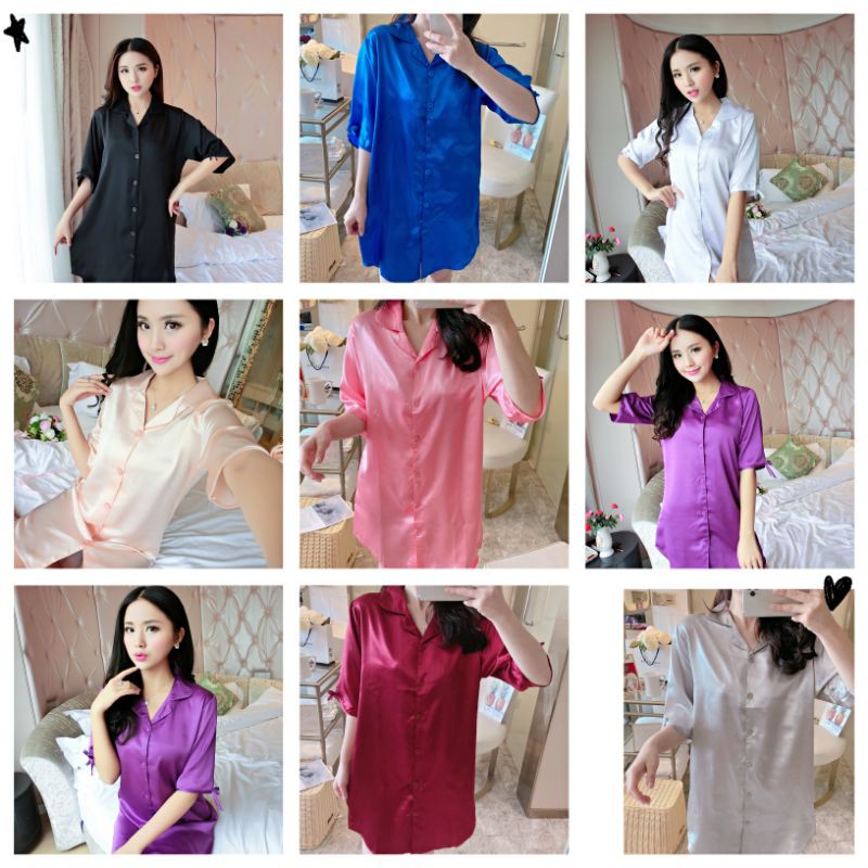 ชุดนอนกระโปงแขนสามส่วนใส่สบาย แขนสามส่วน LL130464