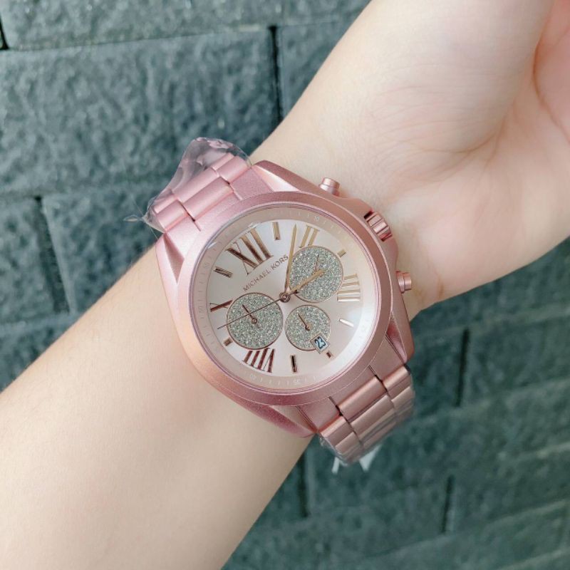 Michael Kors #Bradshaw Chronograph Pink Aluminum Watch #MK6752 | Shopee  Thailand