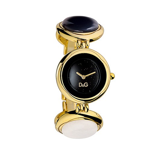 นาฬิกาข้อมือผู้หญิง ยี่ห้อ D&amp;G SALOME' 2H LADY BRC BLACK/GOLD DOTS DIAL IPG CA