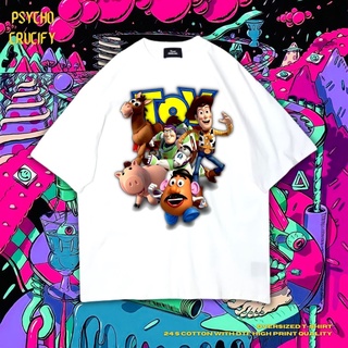 เสื้อยืด ขนาดใหญ่ พิมพ์ลาย Toy Story Psycho Crucify | สีขาว | เสื้อยืด พิมพ์ลาย Toy Story | Buzz Lightyear | Sheriff Woo