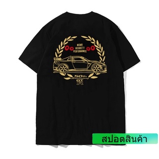 เสื้อยืดแขนสั้น ผ้าฝ้าย พิมพ์ลาย Godzilla Super Running VR38 GTR Racing R35 Anniversary Edition สําหรับผู้ชาย