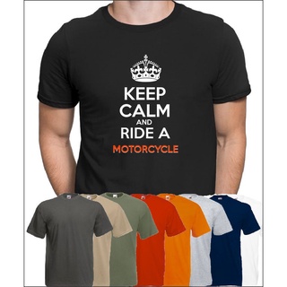 【Hot】เสื้อยืดลําลอง แขนสั้น พิมพ์ลาย Keep Calm and Ride คุณภาพสูง สวมใส่สบาย เหมาะกับของขวัญ แฟชั่นสําหรับผู้ชาย