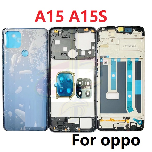 บอดี้ Body ฝาหลัง เคสกลาง กรอบหน้าจอ LCD สําหรับ OPPO A15 A15S เลนส์ กรอบ