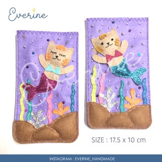 ⭐️ EVERINE ⭐️- CAT MERMAID FELT PHONE CASE ซองใส่โทรศัพท์มือถือ/ซองใส่พาวเวอร์แบงค์