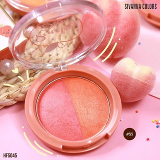 SIVANNA PEACH DUO BAKE BLUSH : HF5045 ปัดแก้มพีชทูโทน สีติดทน ตลับใหญ่ **ของแท้ พร้อมส่ง