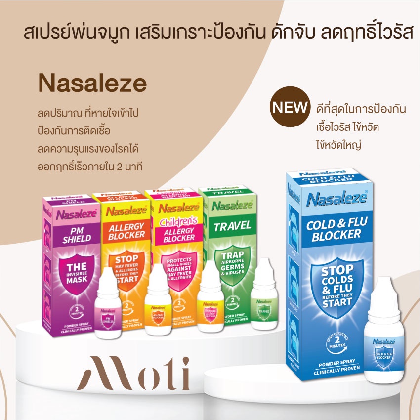 Nasaleze สีฟ้า สเปรย์พ่นจมูก Travel Cold & Flu นาซัลลีซ ป้องกันไวรัส ฝุ่น และสารก่อภูมิแพ้ ของแท้