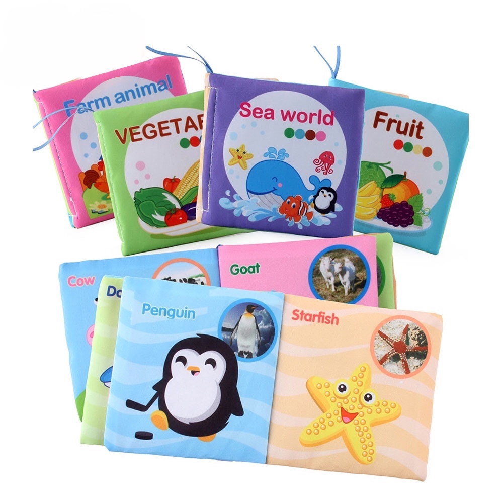 หนังสือผ้า กันน้ำ มีเสียงกรอบแกรบ เสริมพัฒนาการเด็ก หนังสือรูปภาพ