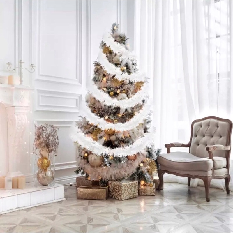 คริสมาส ตกแต่ง สายรุ้งสีขาว christmas ยาว 2 เมตร (ส่งจากไทย)