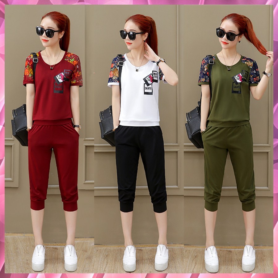 🔥#E682🔥ชุดเซ็ต 2 ชิ้น เนื้อผ้าพริ้ว ลื่น เย็นสบาย แขนเสื้อตกแต่งซีทรูลายดอกลูกไม้ มี 3 สีให้เลือก