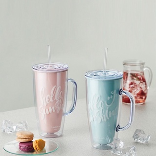 [สีพาสเทล] LocknLock แก้วน้ำแบบมีหูจับ รุ่น HAP503 Double wall Cold cup 720 ml. แก้วเก็บความเย็น