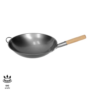 Homehapp กระทะเหล็กด้ามไม้ทรงลึก ROCKET รุ่น NON STICK 13 ขนาด 32 ซม. สีเงิน