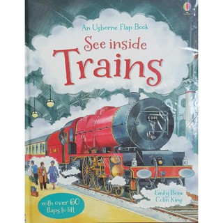 See inside Trains เหมาะสำหรับ 6 ขวบ+  Board book กระดาษแข็งทุกหน้า with flaps