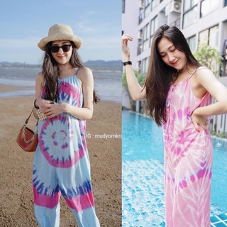 ชุดมัดย้อม ชุดไปทะเล มัดย้อม จั้มสูทสายเดี่ยว