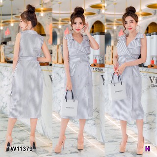 AK 11379 Dress เดรสแขนกุด คอปกหยัก