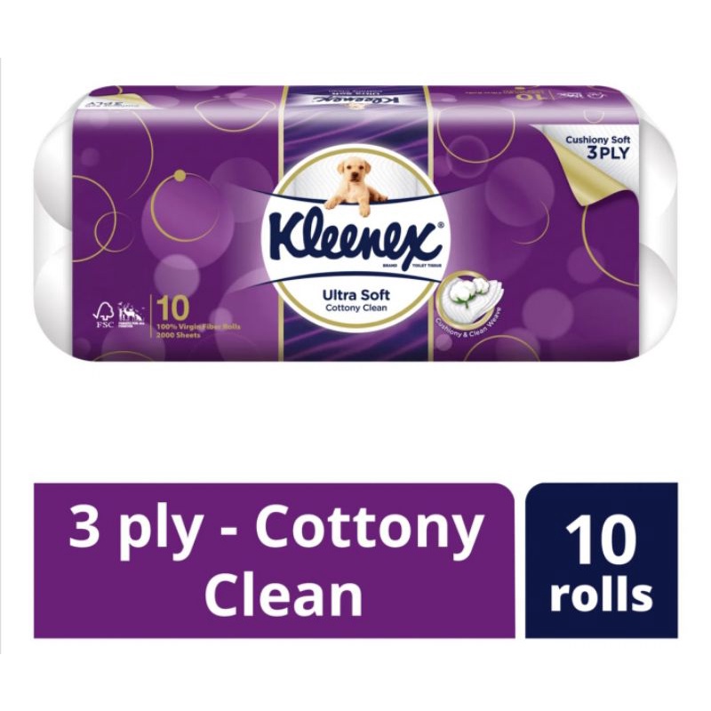 กระดาษทิชชู่ Kleenex Ultra Soft (Cottony Clean) (10 ม้วน)