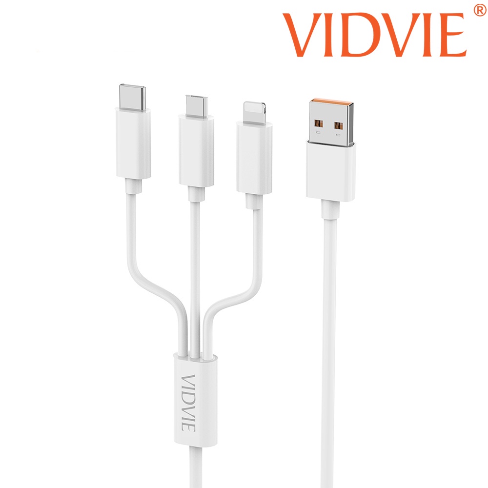 VIDVIE สายชาร์จ USB 3 in 1 อุปกรณ์มือถือ รุ่น CB475 (พร้อมส่งด่วนในไทย)