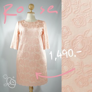 Rose Pink Dress โรส พิงค์ เดรส(M 38-31-40, L 40-34-42, XL 42-36-44, XXL 44-38-46)
