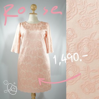 Rose Pink Dress โรส พิงค์ เดรส(M 38-31-40, L 40-34-42, XL 42-36-44, XXL 44-38-46)