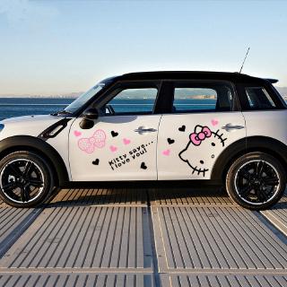 Hello Kitty Car Sticker Car Hood Stickers Cartoon Car Cover Body Two Sides Stickers Decoration Reflective Decals