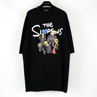 [S-5XL]B-alenciaga THE SIMPSONS เสื้อยืดลําลอง แขนสั้น ทรงหลวม