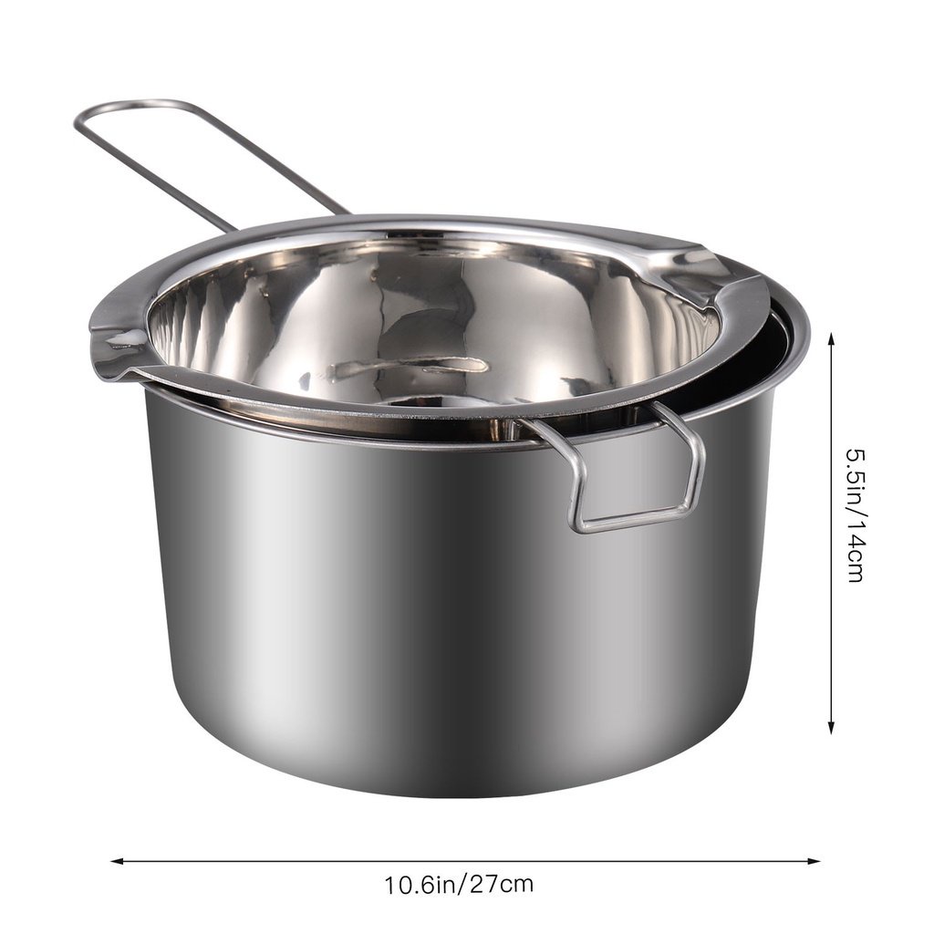 Double Spouts cthseie 304 Stainless Steel Melting Pot 400 ml Capacity Double Boiler Insert Melting Bowl for Chocolate Cheese Candy Butter Caramel Melt Milk Honey Heat 