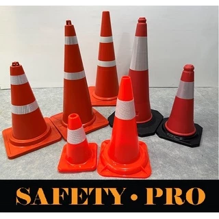 กรวยจราจร 30 50 70 75 80 ซม. CM คาดแถบสะท้อนแสง - กรวยส้ม SafetyPro