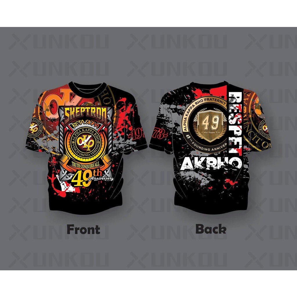 49th Anniversary AKP SKEPTRON Alpha Kappa Rho Full Sublimation 3D พิมพ์เสื้อยืดรอบคอและแขนสั้น