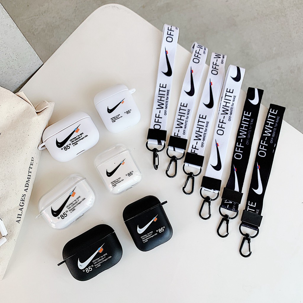 เคสหูฟัง พร้อมสายคล้อง สีขาวออฟไวท์ สําหรับ Airpods pro 1 2 3 pro 2