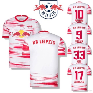 เสื้อกีฬาแขนสั้นลายทีมชาติฟุตบอล Poulsen 2021-2022 Rb Leipzig ทรงหลวมขนาดพลัสไซส์สําหรับผู้ชาย