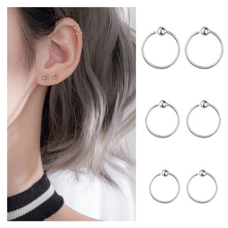 [ZOMI] 1คู่ 100% S925 เงิน 1 คู่ต่างหูวงกลมขนาดเล็ก Helix Piercing Hoop Minimalist Hypoallergenic สำหรับผู้หญิง