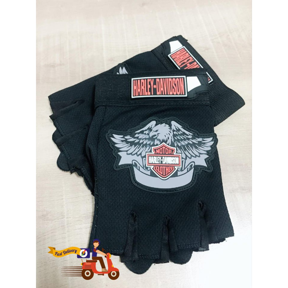 ถุงมือขับมอเตอร์ไซค์ Harley Davidson ถุงมือนักบิด ถุงมือขับมอไซ (สีดำ)