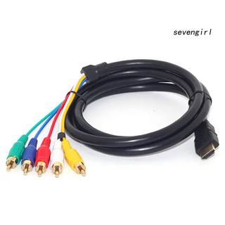 【SG】สายเคเบิ้ลแปลง Hdmi ตัวผู้ เป็น 5-RCA RGB 5 ฟุต สีทอง สําหรับวิดีโอ และเสียง