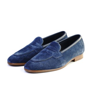 Julietta รองเท้าหนัง Penny Loafer Shoes Suede in Blue Juliettabkk