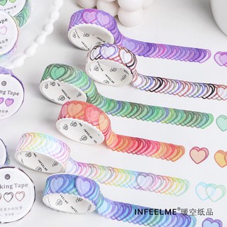 สติ๊กเกอร์ตกแต่งรูปหัวใจแบบม้วน 100ชิ้น masking tape  สติ๊กเกอร์น่ารักๆ ตกแต่งไดอารี่ สติ๊กเกอร์ไดคัทลายน่ารักสติ๊กเกอร์