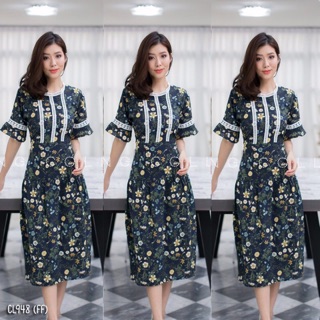 เดรสยาวลายดอกไม้งานฮิตขายดี อกแต่งลูกไม้เพิ่มความน่ารัก💖
