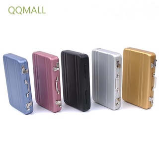 Qqmall กล่องอลูมิเนียมทรงสี่เหลี่ยมผืนผ้าสีดําสําหรับเก็บเครื่องประดับบัตรหลากสี