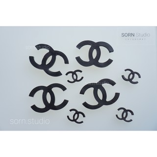 Sorn Studio ฟองดอง" โลโก้ CC ใหญ่ " (4 ชิ้น) น้ำตาลปั้นตกแต่งเค้ก (Edible Cake Toppers)