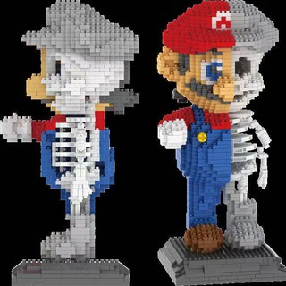 ของเล่นตัวต่อเลโก้ โมเดลตุ๊กตา Super Mario Skull Mario ประดับเพชร สําหรับเด็ก