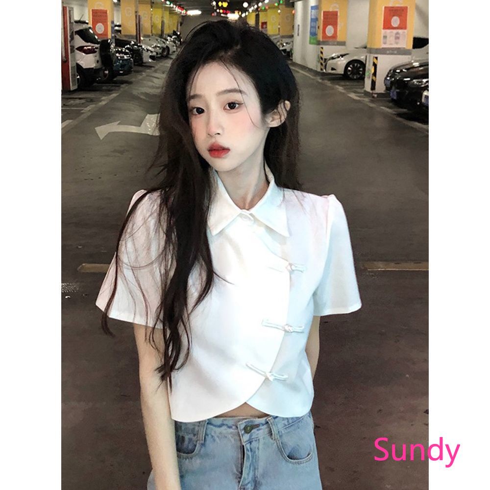 เสื้อโปโลแฟชั่นฤดูร้อนของเด็กผู้หญิงไม่สม่ําเสมอ กี่เพ้า สั้นเสื้อ
