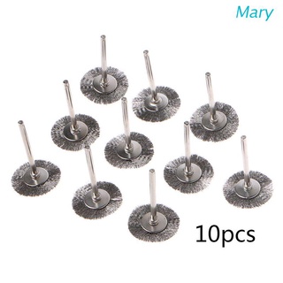 Mary 10 ชิ้น ลวดสเตนเลส รูปตัว T แปรงโรตารี่ เครื่องมือสําหรับสว่าน Dremel ขัด