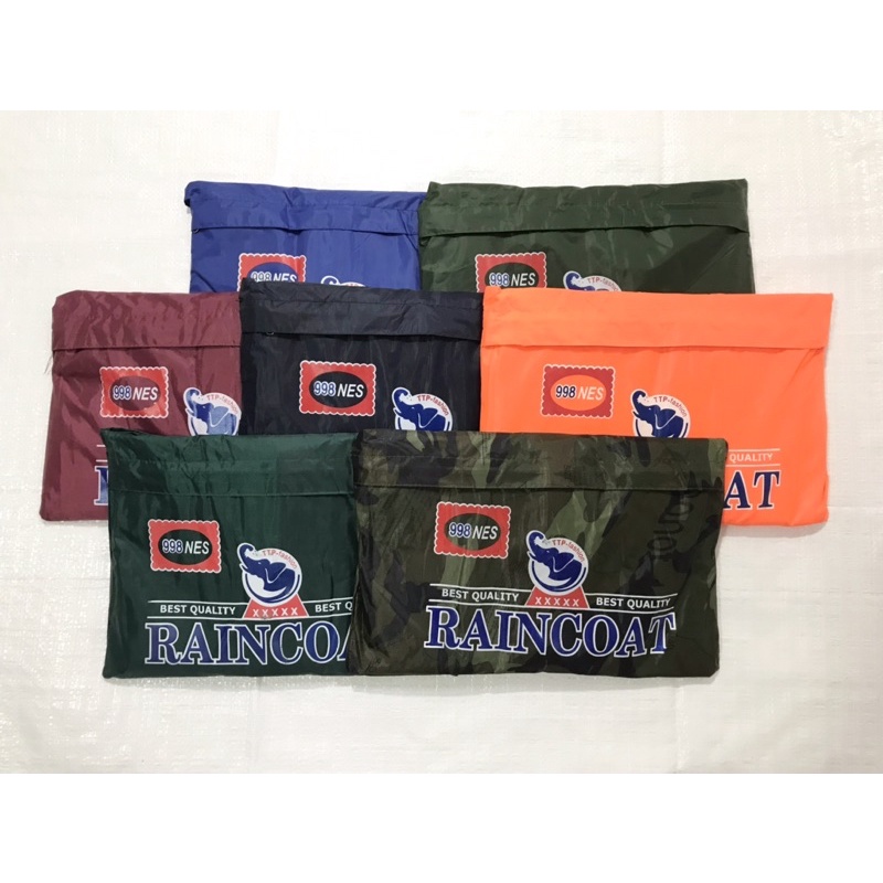 เสื้อกันฝน แบบหนา ตราช้าง 998 มีแถบสะท้อนแสง มีฮู้ด พับเก็บได้ โค้ทยาวถึงหัวเข่า กันน้ำ 100%  ทนทาน