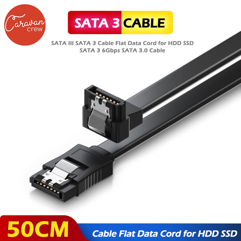 SATA III 3.0 Cable 1m ของแท้ 3 Flat Data Cord for HDD SSD 50cm 6Gbps Caravan Crew