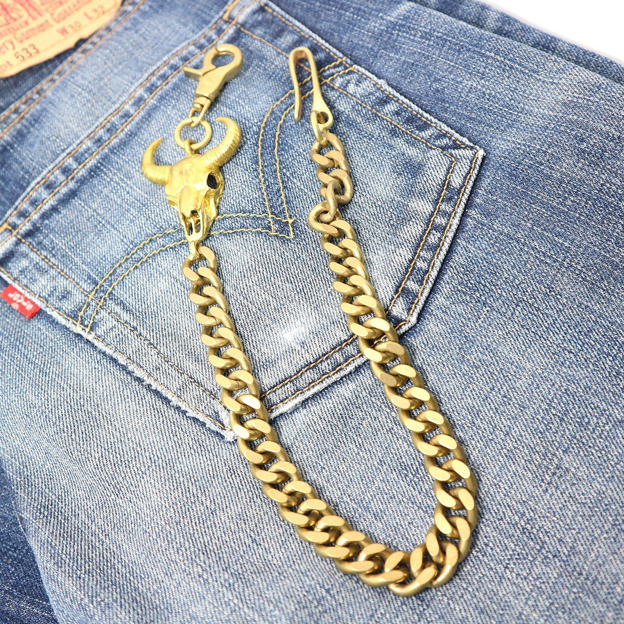 โซ่ทองเหลืองแท้ ทั้งเส้น ไว้คล้องกระเป๋าสตางค์ เท่ๆ แถมพวจกุญแจกหนังวัว มูลค่า 50 บาท - รูปที่ 3