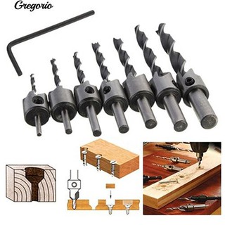 Gregorio 7 ชิ้น HSS 5 ขลุ่ยเครื่องสายดินี้ชุดดอกเจาะลึก Reamer Chamfer ไม้ 3mm-10mm