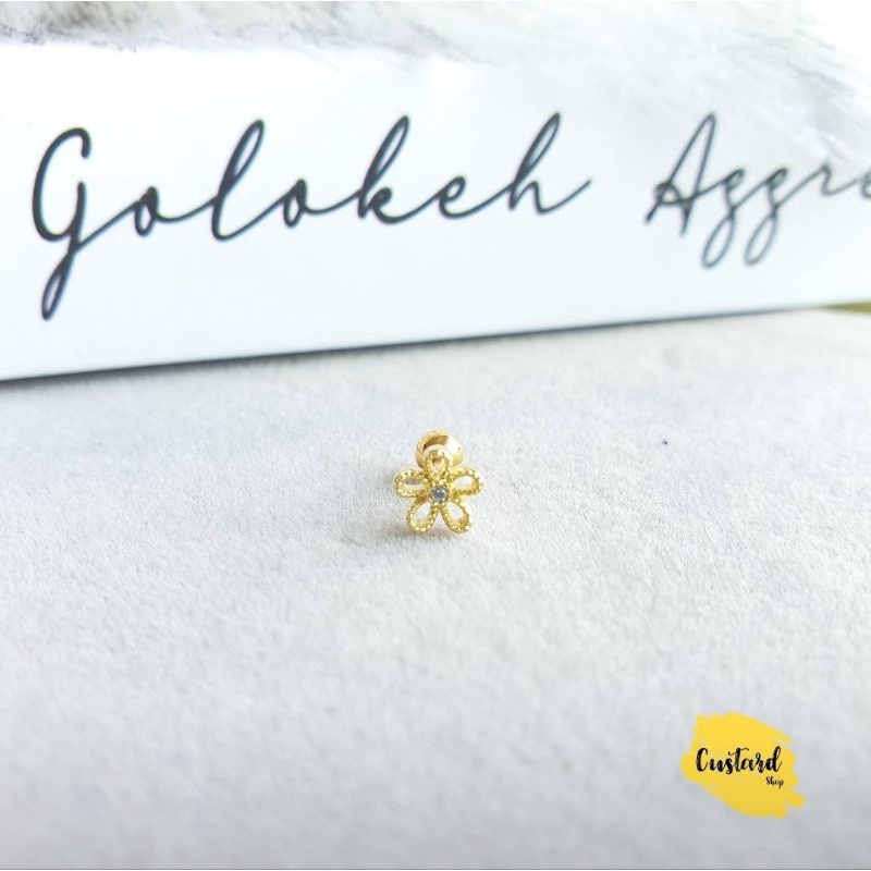 จิวหูรูปดอกไม้ จิวเพชร ต่างหูสแตนเลสแบบเกลียวหมุน1.2mm จิวแฟชั่น จิวเกาหลี จิวหูเพชร จิวน่ารัก