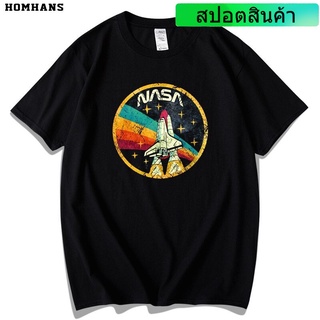 เสื้อยืดแขนสั้นพิมพ์ลาย Nasa สไตล์ย้อนยุคระบายอากาศสําหรับผู้ชาย เสื้อยืด 2022 cotton